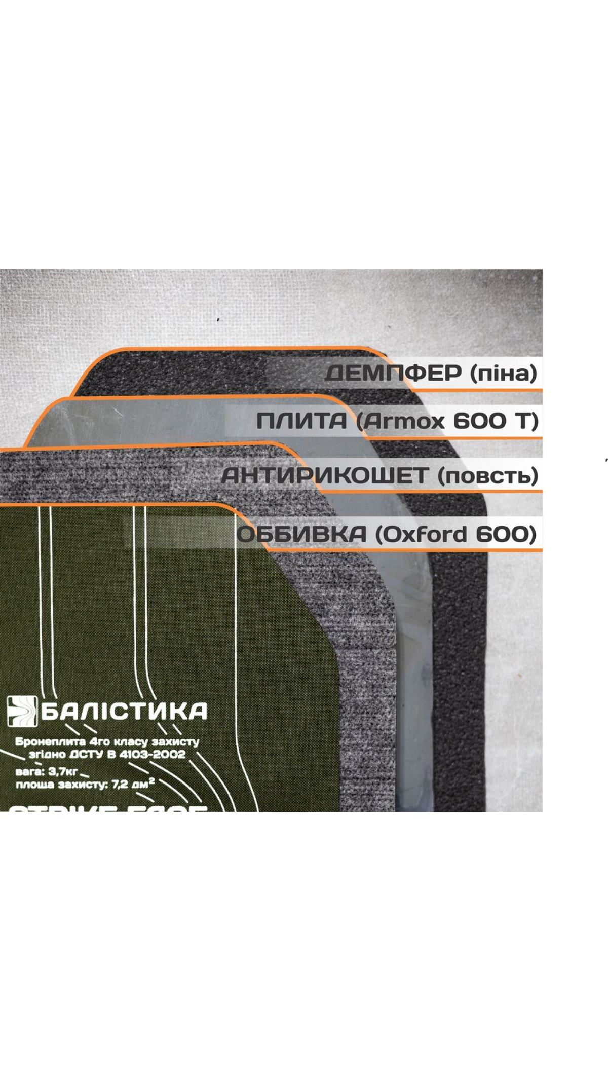 Бронепластина 4-го класса защиты Бронепластина 4-го класса защиты
