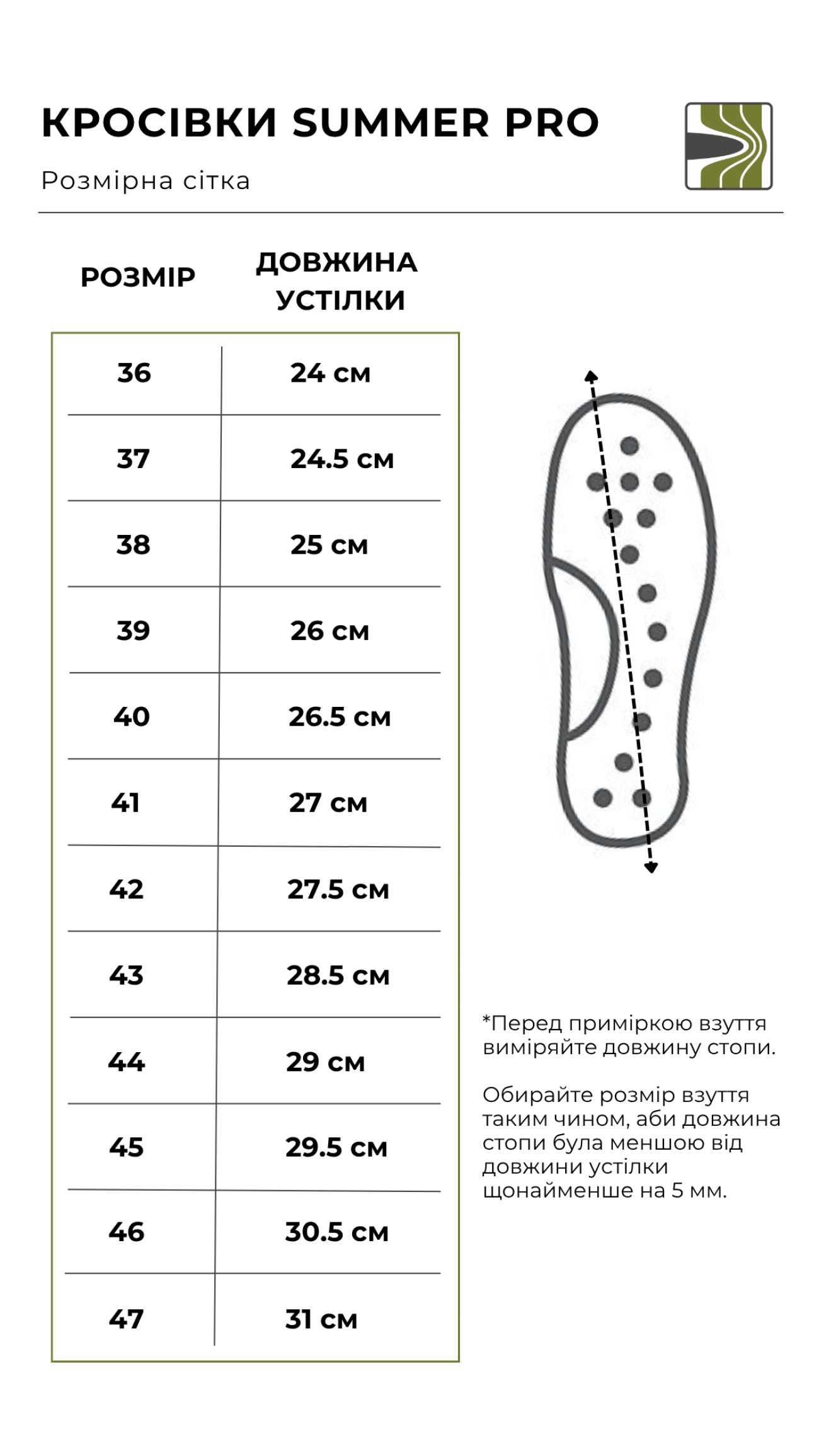 Size chart